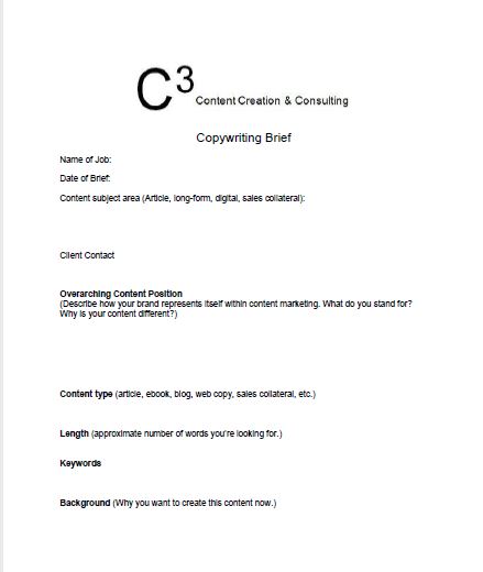 C3's copywriting brief gets your project off the mark.